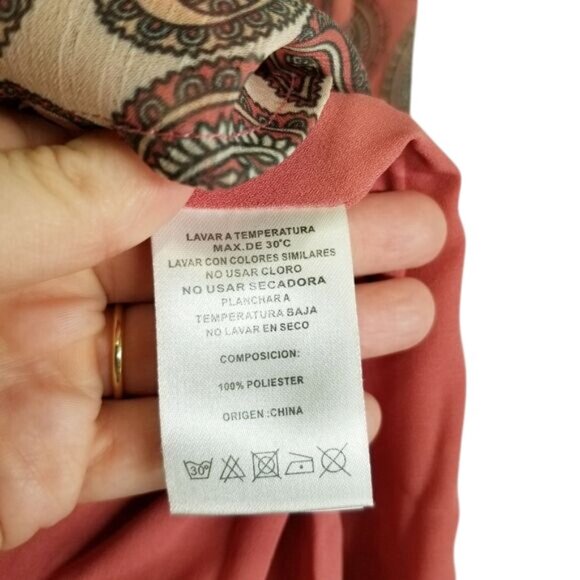 Rockford RFD Boho Paisley Print Flutter Sleeve Maxi Dress Open Back Tie Detail M - Picture 6 of 8